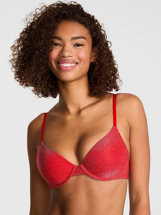 Zdjęcie produktu PINK Biustonosz T-shirt lekko usztywniany Wear Everywhere Victoria's Secret Czerwony