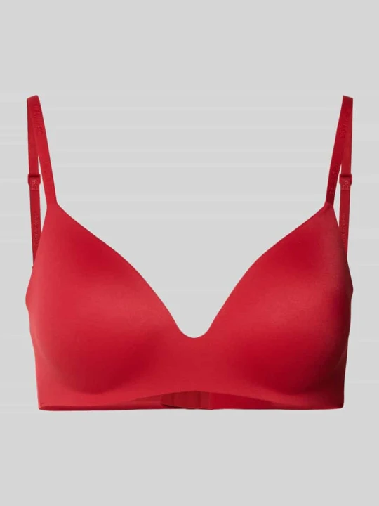 Zdjęcie produktu Biustonosz T-shirtowy bez fiszbinów z zapięciem na haftkę Calvin Klein Czerwony