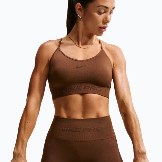 Zdjęcie produktu Biustonosz treningowy damski Nike Pro Seamless Light Support Sports Bra cacao wow Brązowy