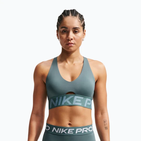 Zdjęcie produktu Biustonosz treningowy Nike Pro Sculpt Medium Support mineral slate / denim turquoise / white Zielony