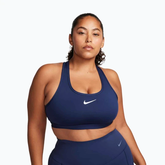 Zdjęcie produktu Biustonosz treningowy Nike Swoosh Medium Support midnight navy / white Granatowy