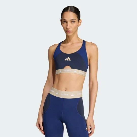 Zdjęcie produktu Biustonosz treningowy TECHFIT Color Block zapewniający średnie wsparcie Adidas niebieski