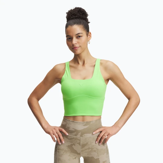 Zdjęcie produktu Biustonosz treningowy Under Armour Project Rock Fitted Bra Tank cyber green/cyber green