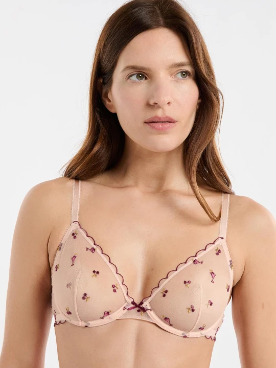 Zdjęcie produktu Biustonosz triangle z tiulu we wzory Etam rose givre