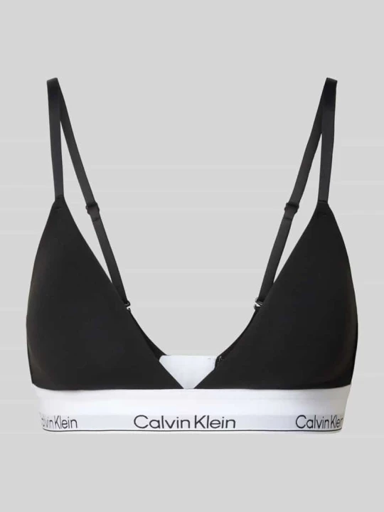 Zdjęcie produktu Biustonosz trójkątny z paskiem z logo i cienkimi ramiączkami Calvin Klein Czarny