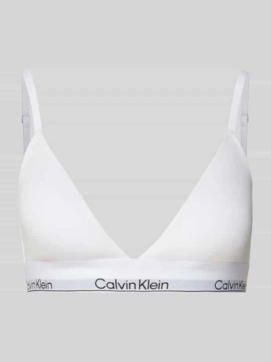 Zdjęcie produktu Biustonosz trójkątny z paskiem z logo i cienkimi ramiączkami Calvin Klein Biały