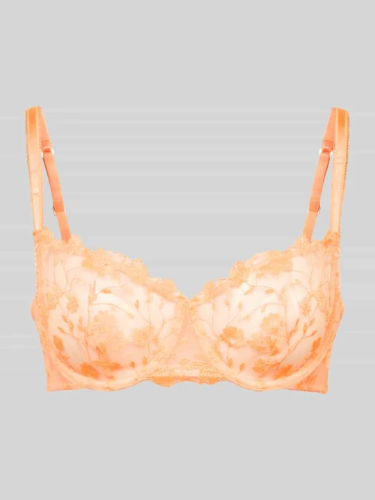 Zdjęcie produktu Biustonosz typu balkonetka z obszyciem koronką model ‘MAYA’ Guess Neonowy pomarańczowy