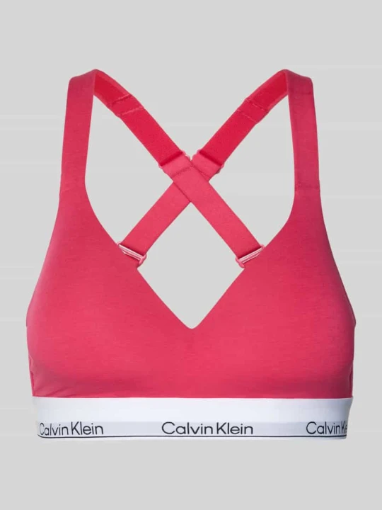 Zdjęcie produktu Biustonosz typu bralette z elastycznym paskiem z logo Calvin Klein Mocnoróżowy