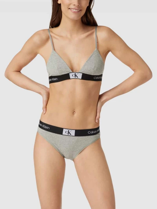 Zdjęcie produktu Biustonosz typu bralette z elastycznym paskiem z logo Calvin Klein Jasnoszary melanż