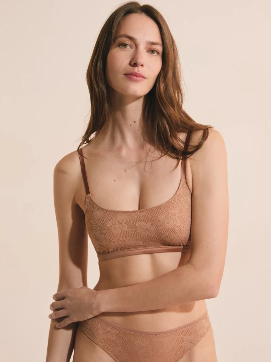 Zdjęcie produktu Biustonosz typu bralette z koronki Etam camel clair