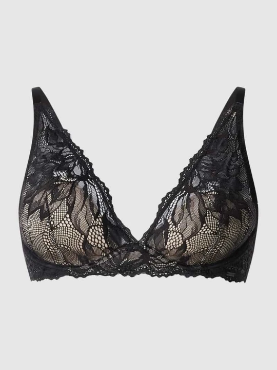 Zdjęcie produktu Biustonosz typu bralette z kwiatowej koronki – watowany Calvin Klein Czarny