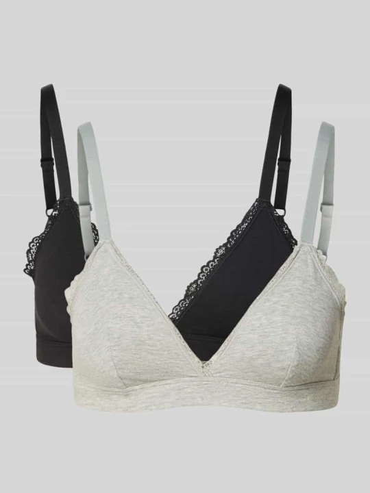 Zdjęcie produktu Biustonosz typu bralette z mieszanka bawełny w zestaw 2 szt. model 'MC Lace Triangle' Calvin Klein Czarny