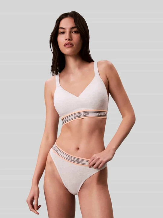 Zdjęcie produktu Biustonosz typu bralette z mieszanka bawełny z pasek z logo Calvin Klein Jasnoszary melanż