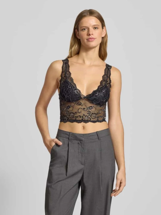 Zdjęcie produktu Biustonosz typu bralette z obszyciem z koronki model ‘CHLOE’ Only Czarny