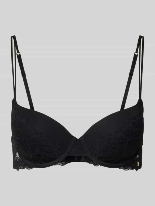 Zdjęcie produktu Biustonosz typu bralette z obszyciem koronką Model 'DEMI_BLOSSOM' Boss Czarny