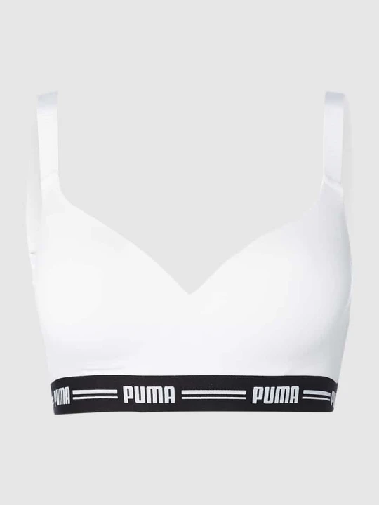 Zdjęcie produktu biustonosz typu bralette z paskiem z logo Puma Biały