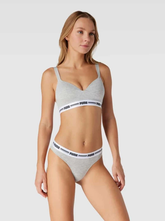 Zdjęcie produktu biustonosz typu bralette z paskiem z logo Puma Średnioszary