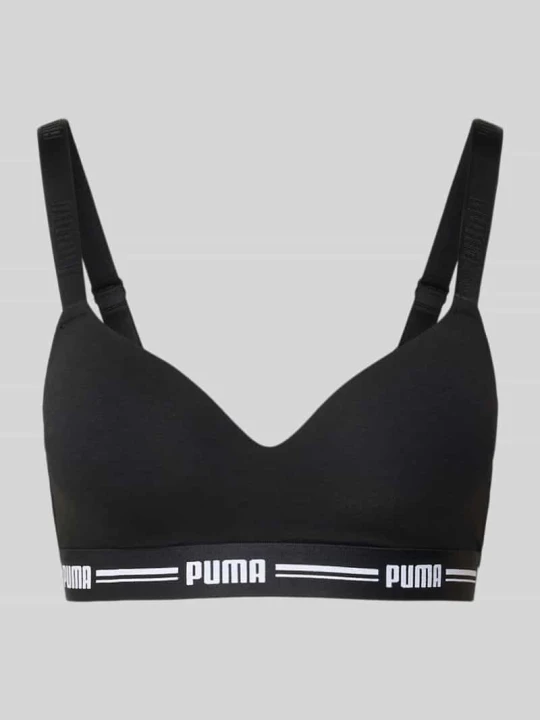 Zdjęcie produktu biustonosz typu bralette z paskiem z logo Puma Czarny