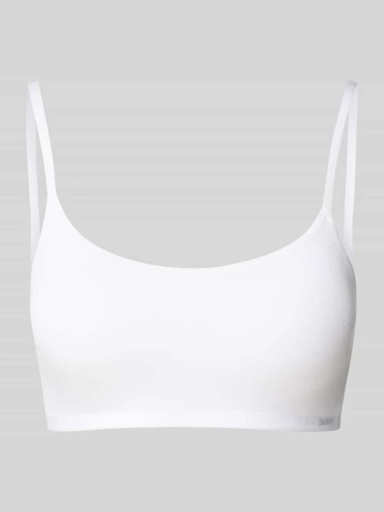 Zdjęcie produktu Biustonosz typu bralette z regulowanymi ramiączkami i zapięciem na haftkę SKINY Biały