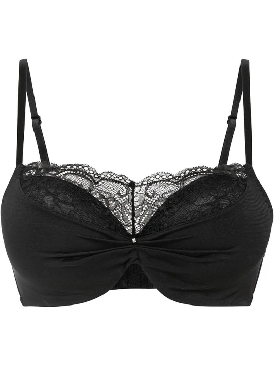 Zdjęcie produktu Biustonosz typu push up z koronkową wstawką BonPrix czarny