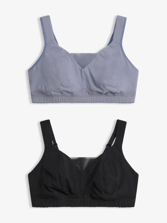 Zdjęcie produktu Biustonosz typu T-shirt bez fiszbinów z bawełną (2 szt.) BonPrix niebieski
