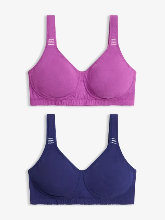 Zdjęcie produktu Biustonosz typu T-shirt bez fiszbinów z bawełny (2 szt.) BonPrix fioletowy