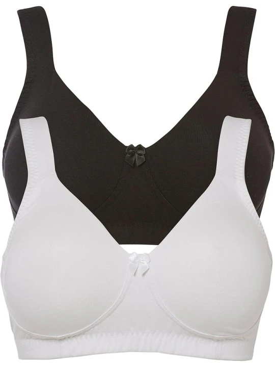 Zdjęcie produktu Biustonosz typu T-shirt optycznie zmniejszający biust, bez fiszbinów, z bawełną organiczną (2 szt.) BonPrix czarny