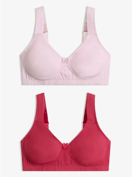 Zdjęcie produktu Biustonosz typu T-shirt optycznie zmniejszający biust, bez fiszbinów, z bawełną organiczną (2 szt.) BonPrix fioletowy