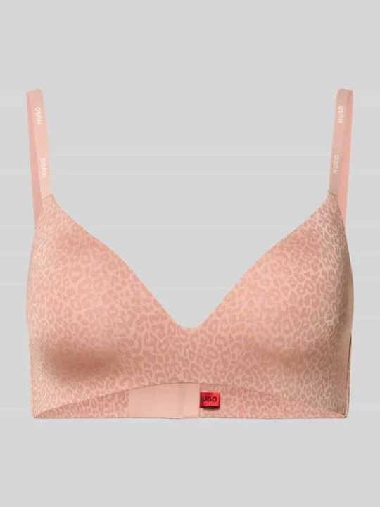 Zdjęcie produktu biustonosz w nadruk skóry leoparda z wzór na całej powierzchni model 'SHADOW BRALETTE' Hugo Beżowy