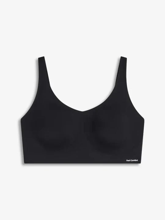 Zdjęcie produktu Biustonosz wyściełany Feel Comfort bez fiszbinów, z wycinanym laserowo wzorem, z klejem Jellyglue BonPrix czarny