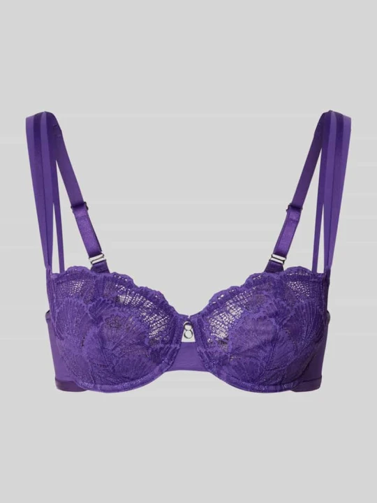 Zdjęcie produktu Biustonosz z fiszbinami w kroju balkonetki z obszyciem koronką, model „Palina Moonlight Kiss” Triumph Fioletowy