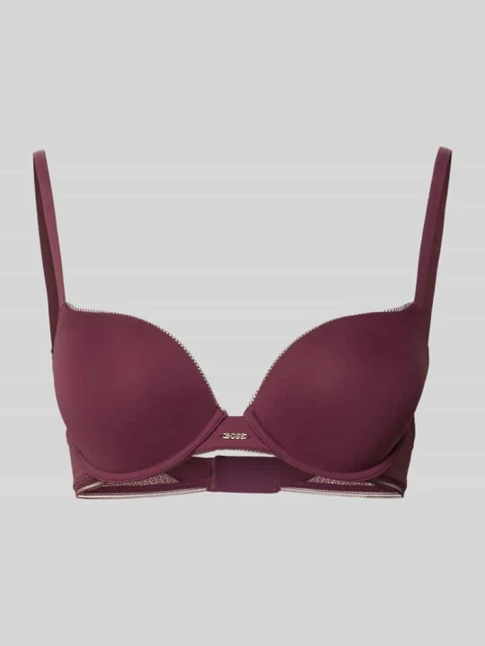Zdjęcie produktu Biustonosz z koronkowym pasem pod biustem model ‘PUSH UP_B.PURE’ Boss Bordowy