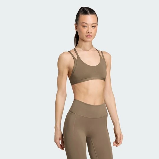 Zdjęcie produktu Biustonosz z lekkim wsparciem do ćwiczeń Optimé z paskami z tyłu Adidas Khaki Six