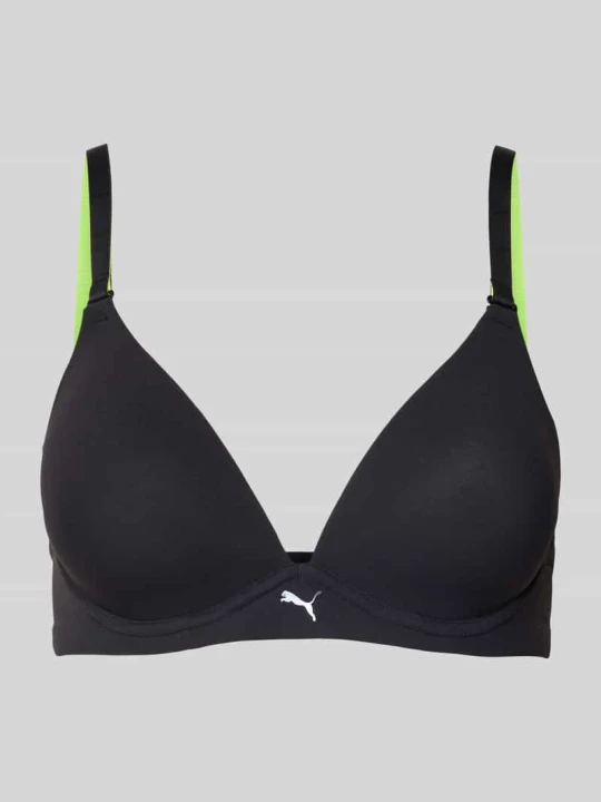 Zdjęcie produktu Biustonosz z nadrukiem z logo i regulowane ramiączko Puma Czarny