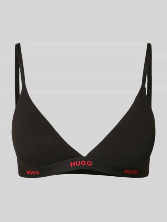 Zdjęcie produktu Biustonosz z mieszanki bawełny model ‘HUGO ID TRIANGLE’ Czarny