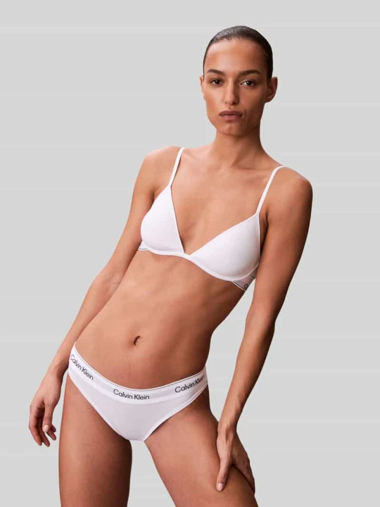 Zdjęcie produktu Biustonosz z mieszanki bawełny z dodatkiem streczu z pasem z logo Calvin Klein Biały