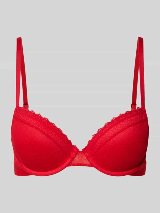 Zdjęcie produktu Biustonosz z koronkowym wykończeniem model „SARTORIAL PUSH-UP” Hugo Czerwony
