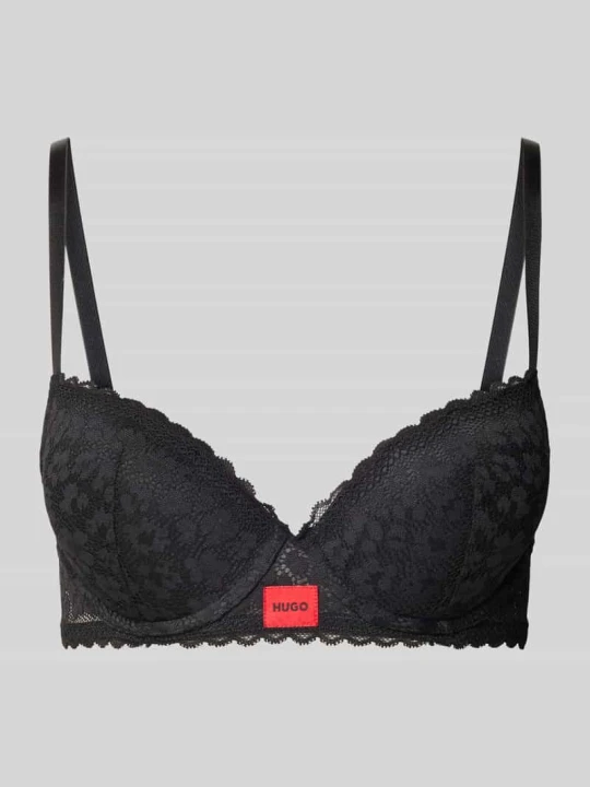 Zdjęcie produktu Biustonosz z obszyciem koronką model 'SAVANA PUSH-UP' Hugo Czarny