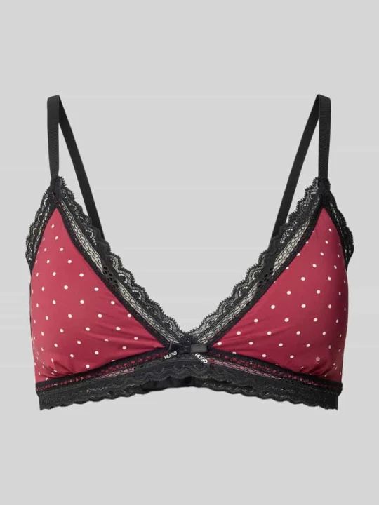 Zdjęcie produktu Biustonosz z obszyciem koronką model 'UNIQUE Triangle' Hugo Bordowy