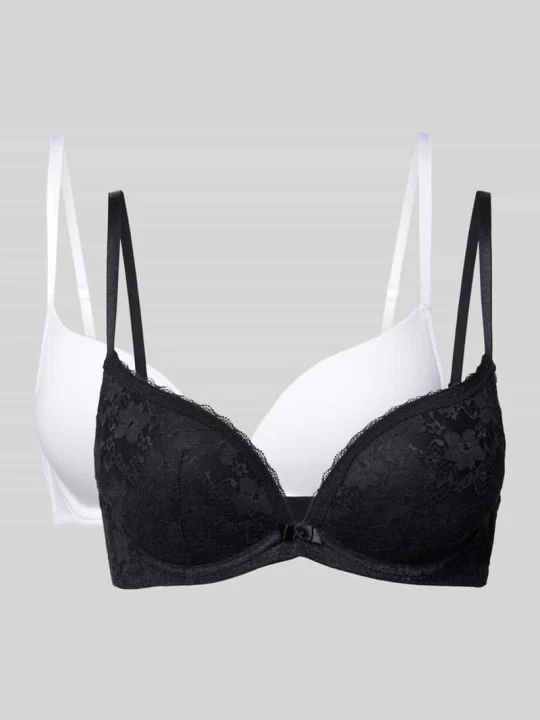 Zdjęcie produktu Biustonosz z obszyciem z koronki w zestawie 2 szt. model ‘SONIA’ Dorina Czarny