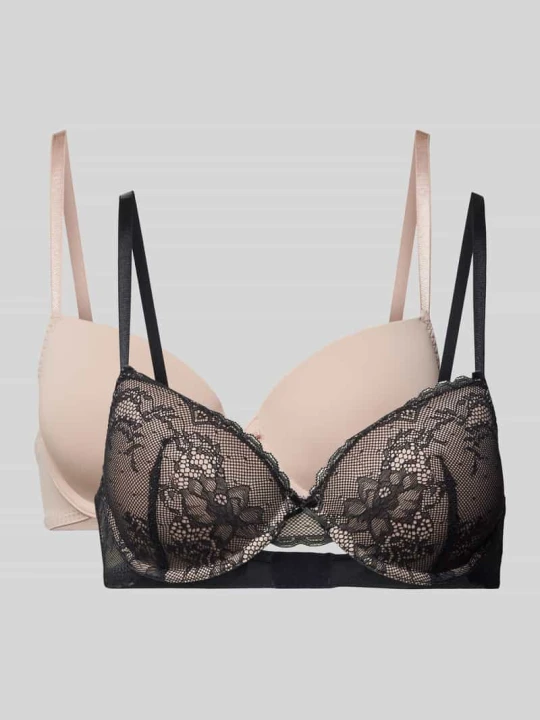 Zdjęcie produktu Biustonosz z regulowanymi ramiączkami w zestawie 2 szt. model ‘CHLOE’ Dorina Czarny