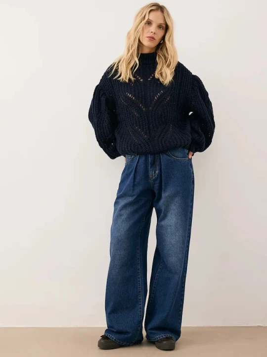 Zdjęcie produktu BIZUU jeansy wide leg damskie LEYLA granatowy
