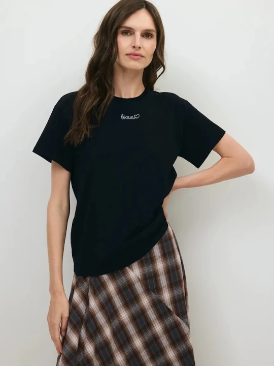 Zdjęcie produktu BIZUU T-shirt damski bawełniany z elastanem SEYA czarny