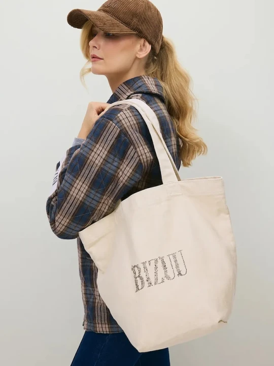 Zdjęcie produktu BIZUU torebka shopper damska bawełniana LUNE beżowy