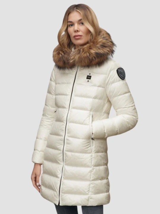 Zdjęcie produktu BLAUER Biała damska kurtka Kristin Raincoat Long Jackets, Rozmiar XL Blauer Usa