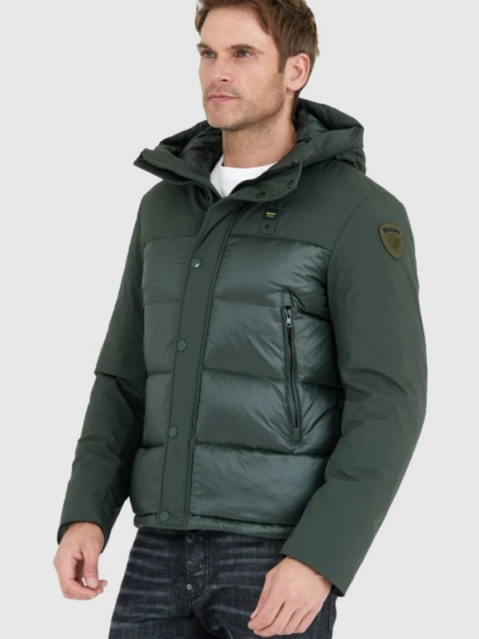 Zdjęcie produktu BLAUER Ciemnozielona puchowa kurtka męska z kapturem, Rozmiar L Blauer Usa Zielony