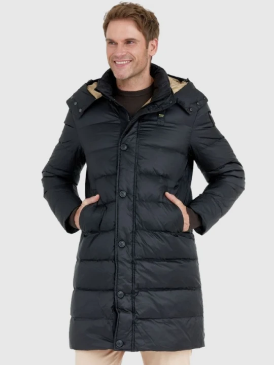 Zdjęcie produktu BLAUER Czarna długa puchowa kurtka męska GUS z odpinanym kapturem, Rozmiar 3XL Blauer Usa