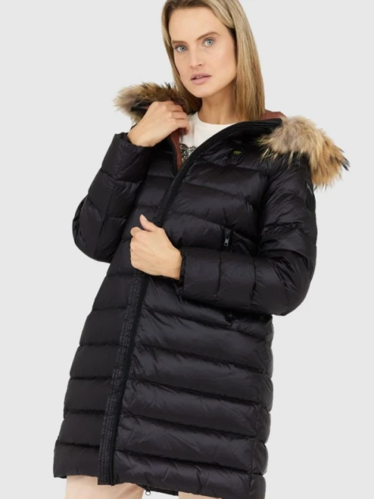 Zdjęcie produktu BLAUER Czarna kurtka puchowa damska z odpinanym futrem jenota, Rozmiar XS Blauer Usa