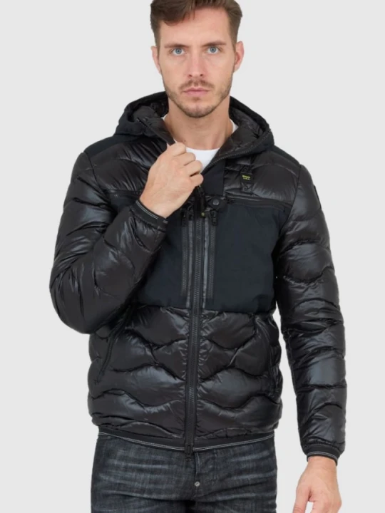 Zdjęcie produktu BLAUER Czarna puchowa kurtka męska z kapturem, Rozmiar 3XL Blauer Usa