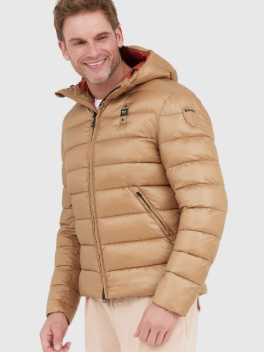 Zdjęcie produktu BLAUER Jasnobrązowa puchowa kurtka męska Virgil z kapturem, Rozmiar 3XL Blauer Usa Brązowy